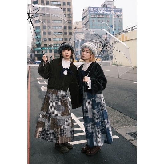 豬肉小姐 復古 仿舊   森林系 拼布日系麻料拼接拼接長裙