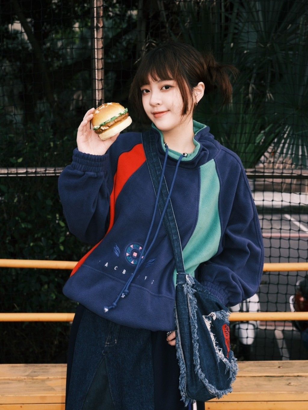 豬肉小姐 復古 珊瑚絨抽繩上衣 高領運動抽繩上衣 嬉皮美式風 街頭風 寬鬆休閒上衣