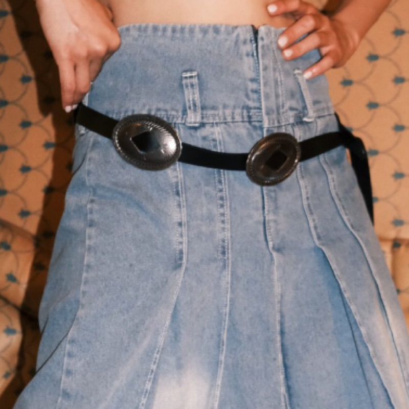 豬肉小姐 復古 文青感 復古仿舊 大金屬扣皮帶 古銀色皮帶 合成皮帶  腰帶 配件穿搭