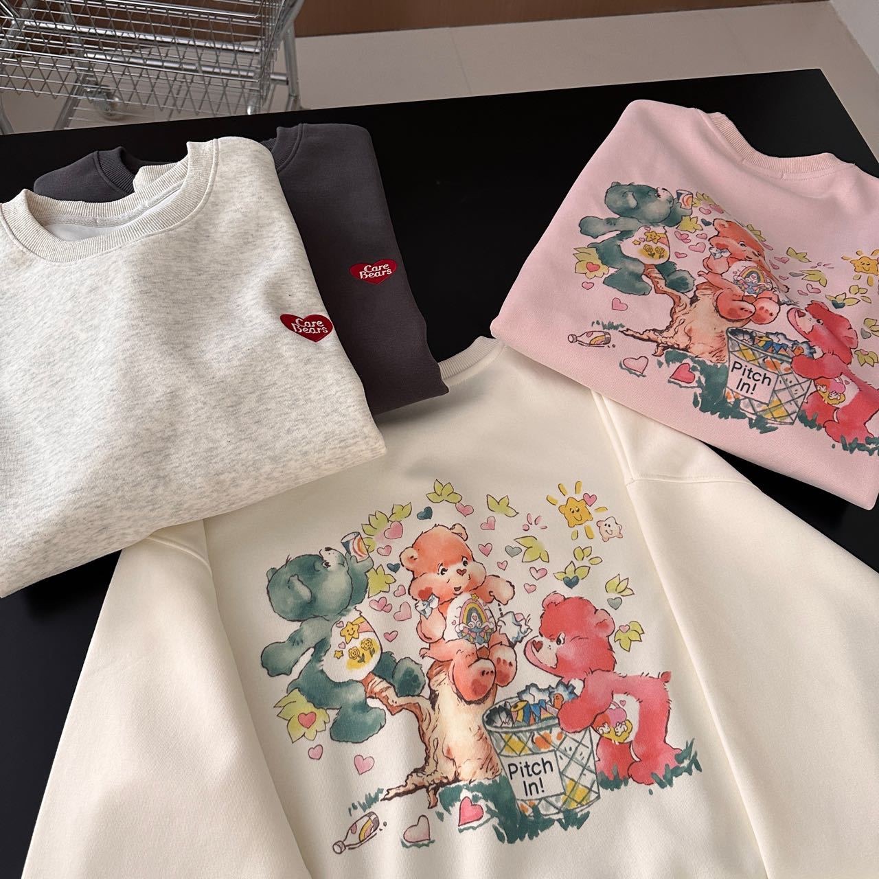 韓果《刺繡》精緻carebears彩虹熊長袖T