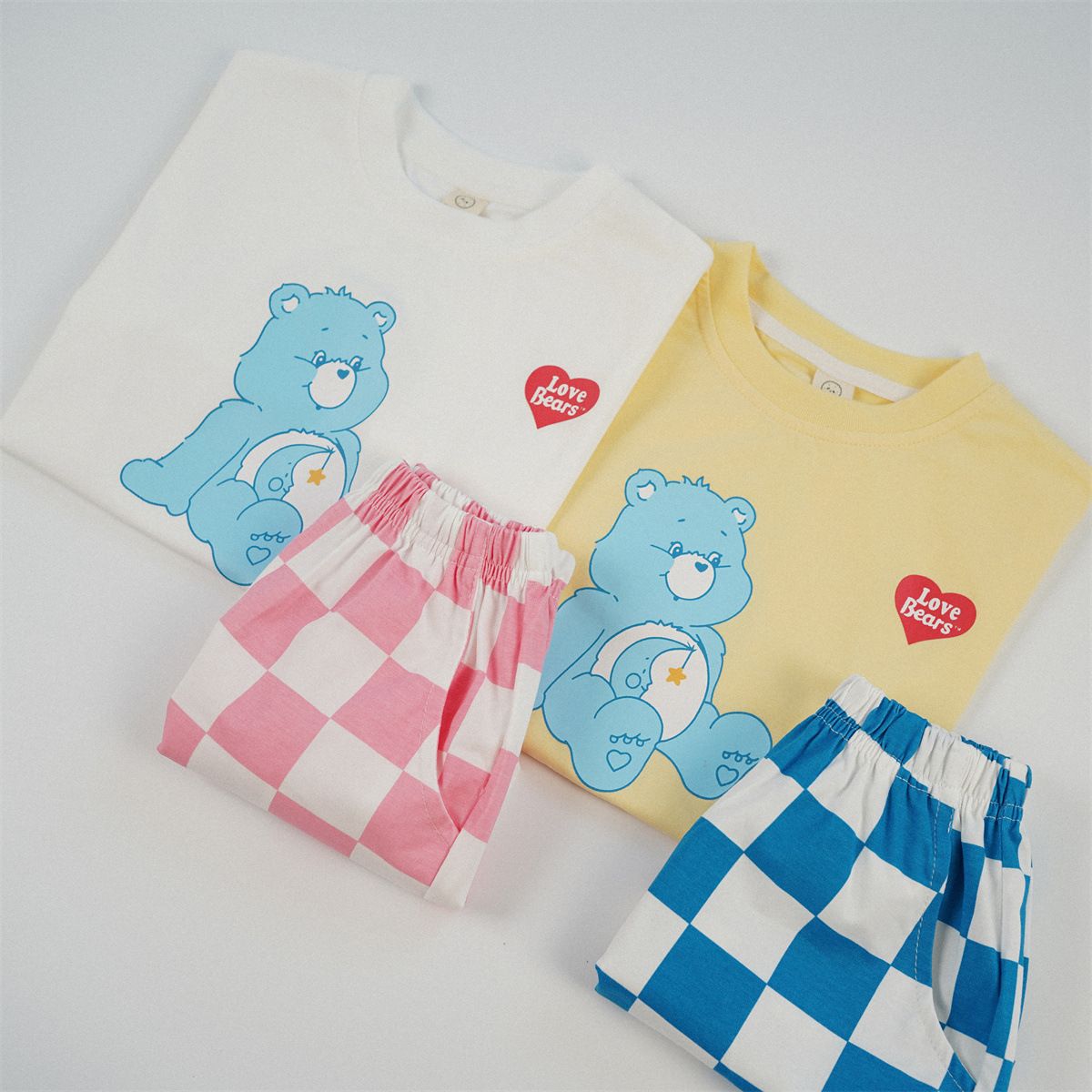 CARE BEARS格紋款套裝組合男女寶寶可穿韓版風格ig款