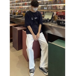 【 𝙐𝙔𝙆 】韓系白色落地直筒牛仔褲 （男女
