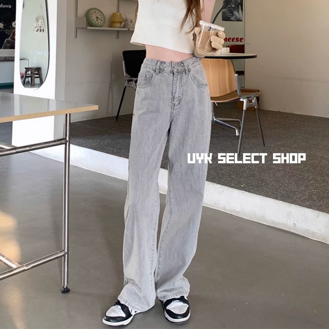 【 𝙐𝙔𝙆 】現貨推薦✨超美水泥灰直筒落地牛仔褲