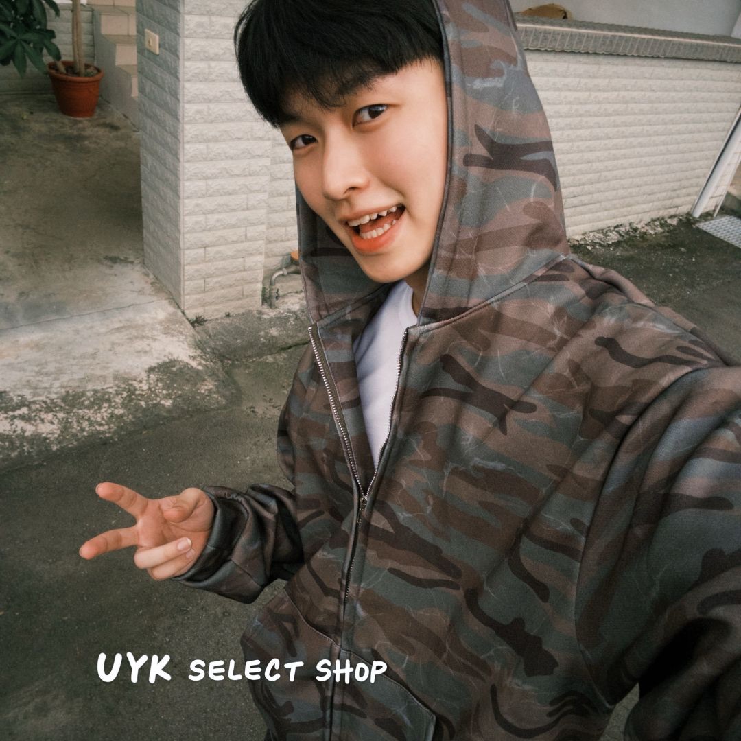 美式迷彩連帽拉鏈外套 男女合適