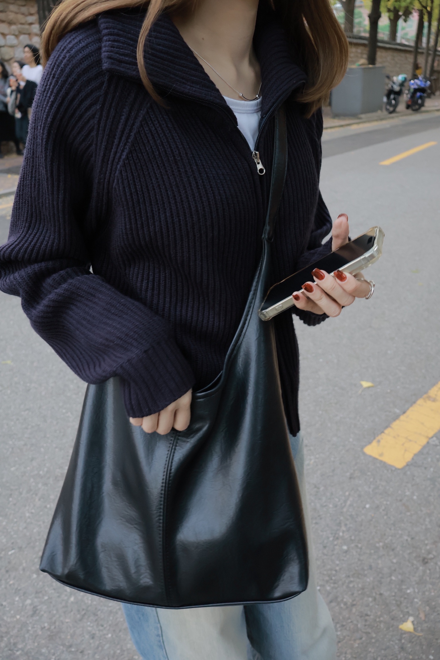 韓系質感皮質包 附小化妝包