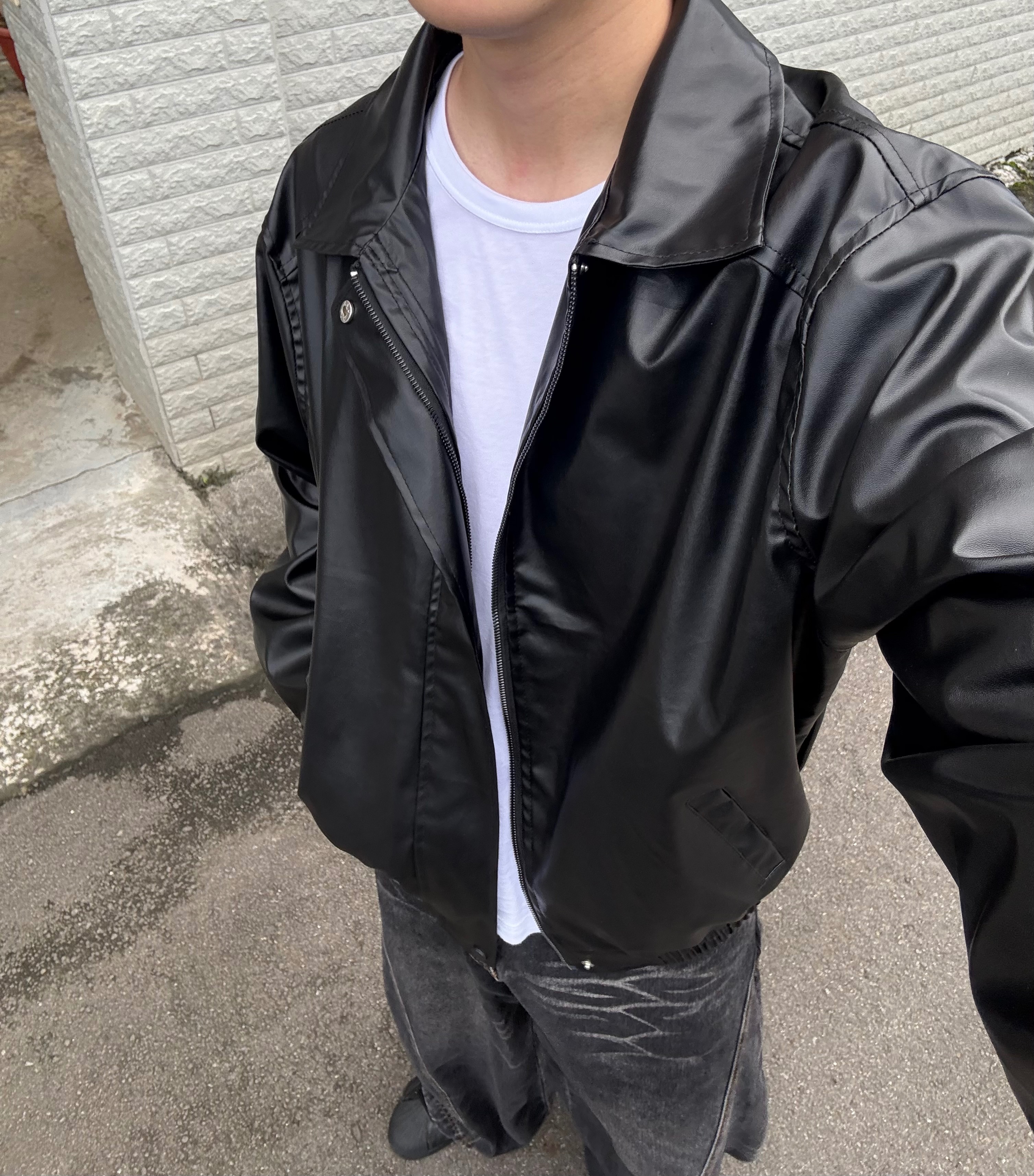 經典翻領皮質夾克外套