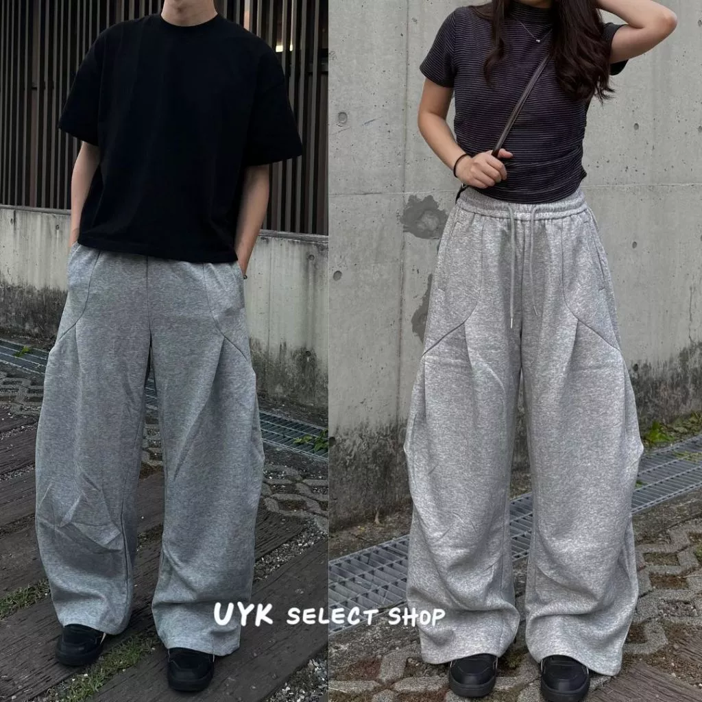 （預購） 寬鬆落地棉褲 彎刀棉褲 柔軟材質 2colors 男女