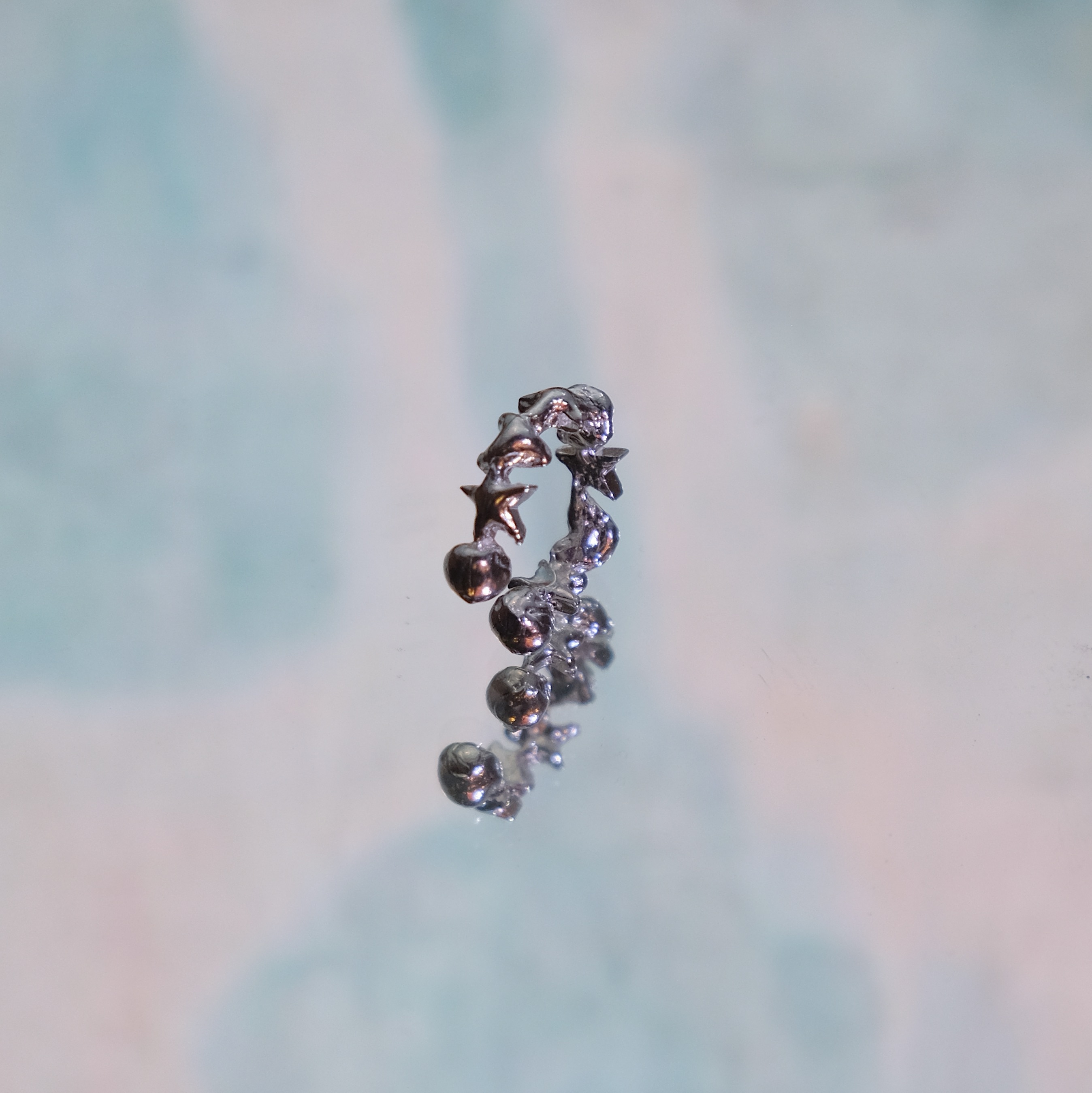 星星知我心-心連星耳骨夾 尾戒 925銀 黃酮