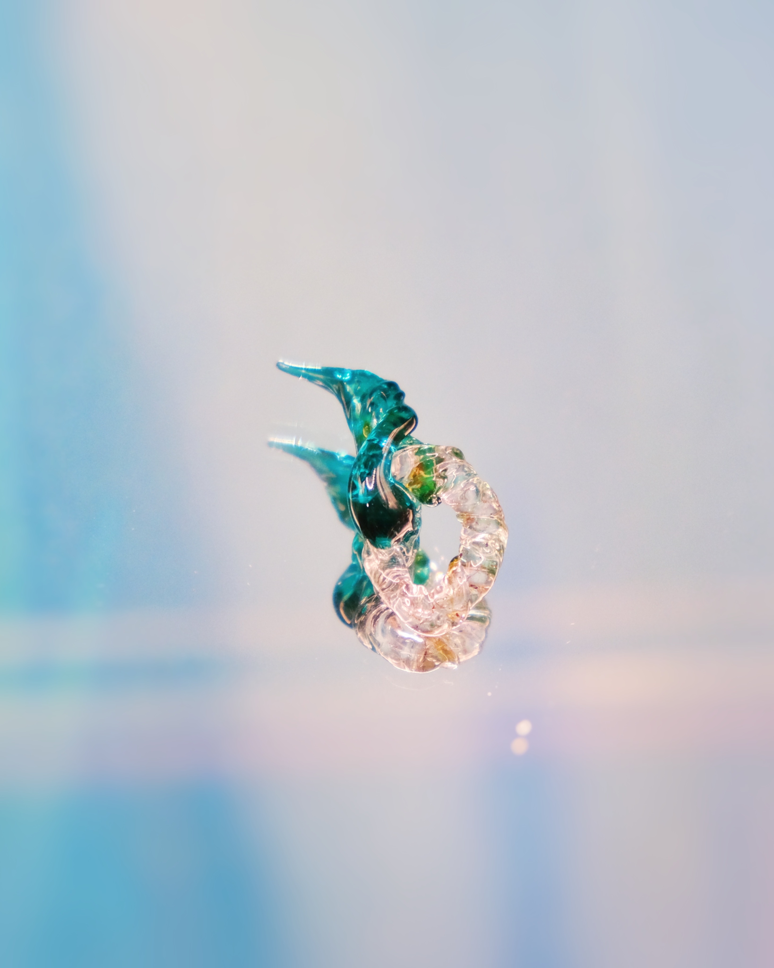 透水藍綠燒製琉璃項鍊