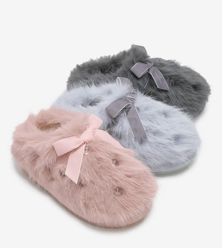 ROCKFISH [X SUSAN FANG] 珍珠蝴蝶結毛毛拖 FURRY MULES- 3 colors
