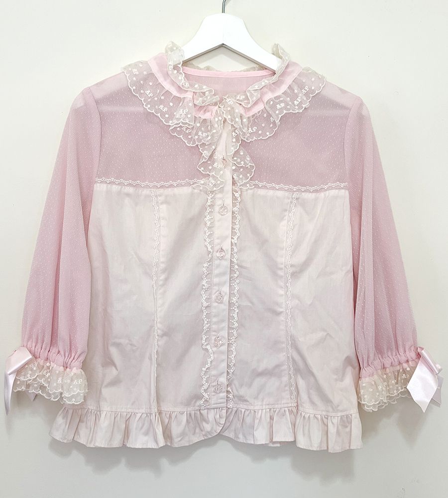 二手 日本製 Sweet Lacy Bustier Blouse 缺胸前蝴蝶結