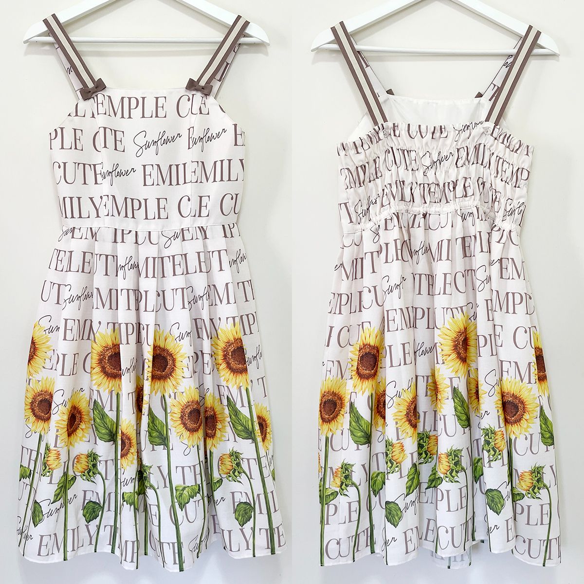 二手 日本製 Emily Temple cute Sunflower Camisole JSK 米色
