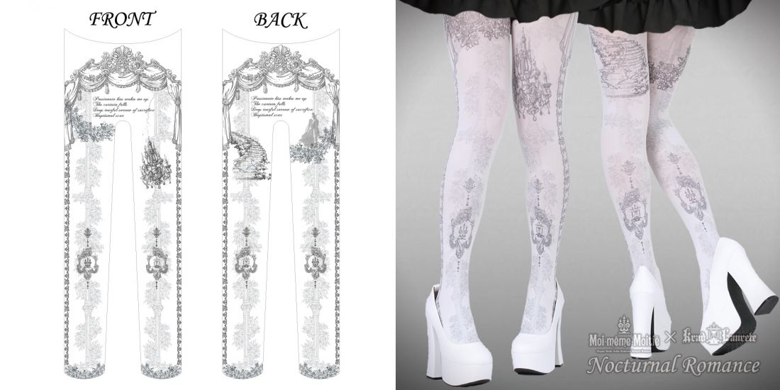 新古品 Moi-même-Moitié × KL 合作款 Nocturnal Romance 印花襪