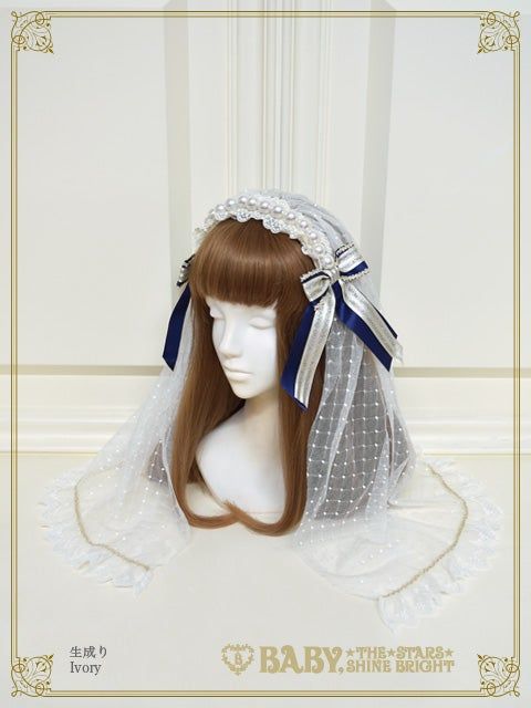 全新 日本 BABY Little Witch in Kitten World 白紗珍珠頭飾