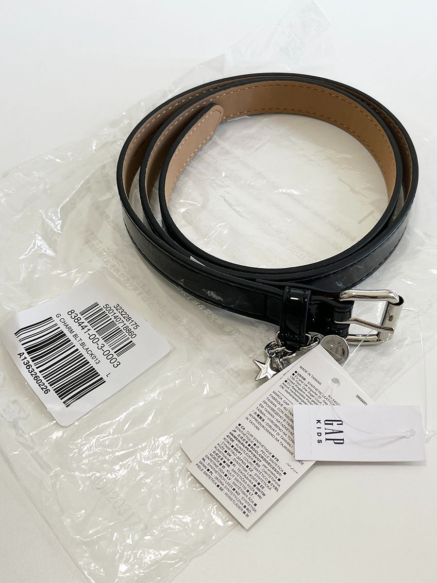 全新 台灣製 美國牌 GAP 亮面黑色腰帶