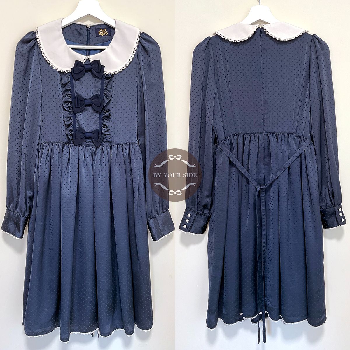 二手 日本製 ALICE and the PIRATES Strawberry OP 深藍色 長袖洋裝