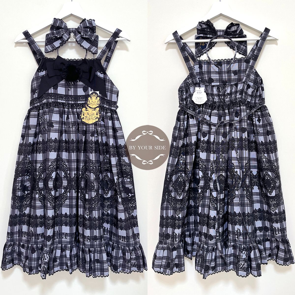 二手 日本製 Alice’s Cards Lace Tartan Check JSK II+髮箍