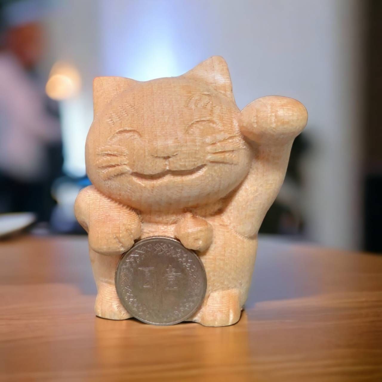 招財貓 實木雕刻 招財擺件 招財貓公仔 招財貓模型 招財貓擺件 招財貓木雕