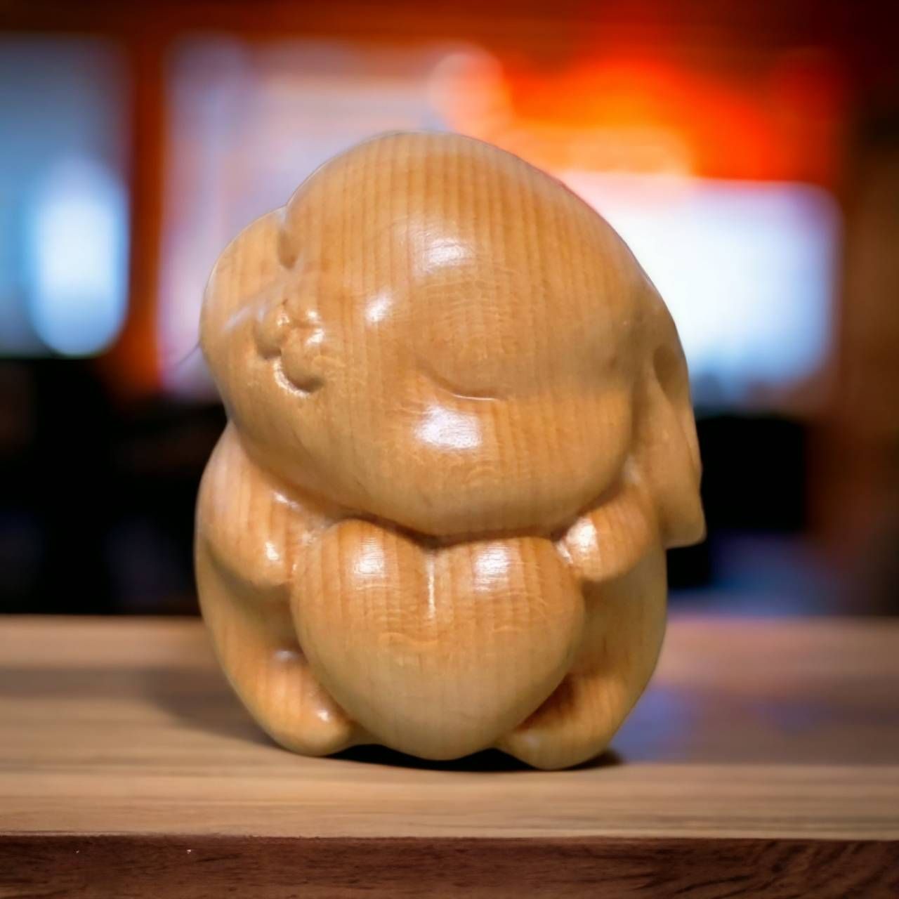 愛心小兔 實木雕刻 小兔公仔 小兔模型 小兔玩具 小兔擺件 可愛小兔公仔 節日禮物 生肖公仔 生肖擺件 生肖模型