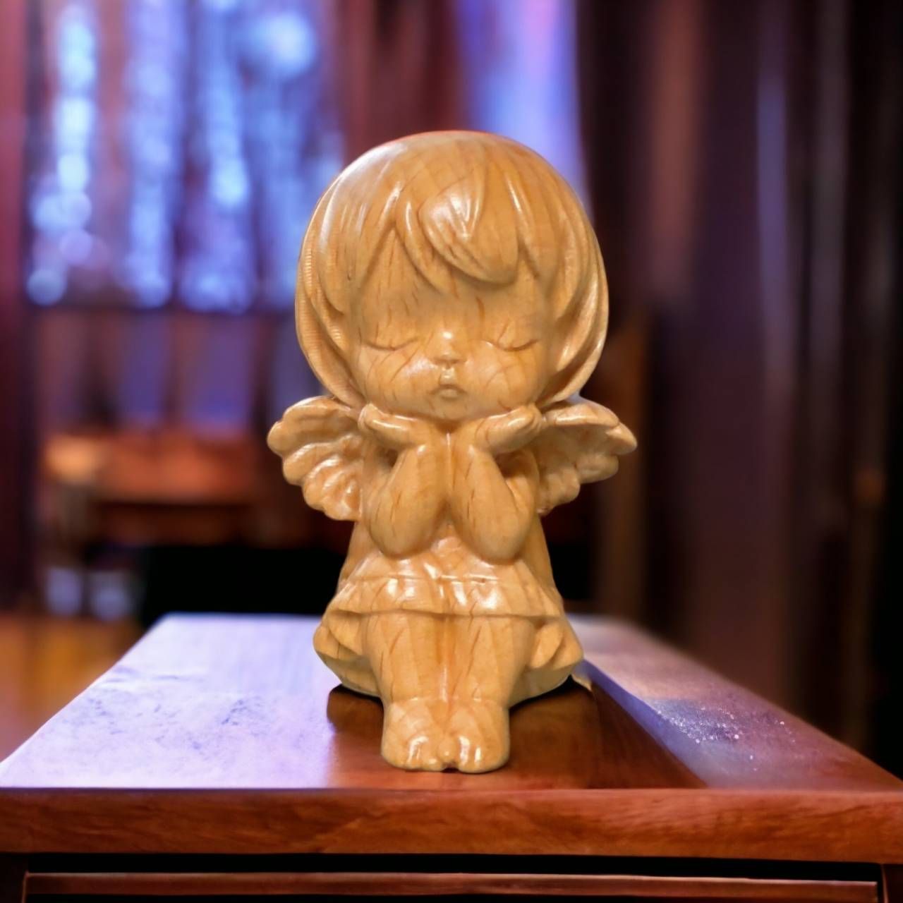 小天使女孩 實木雕刻 天使公仔 可愛公仔 天使木雕 天使模型 模型公仔 天使神尊 天使雕像