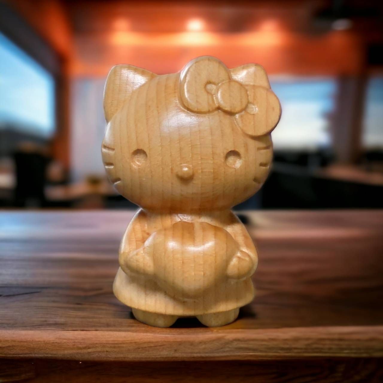 hello Kitty 實木雕刻 kitty公仔 kitty玩具 kitty飾品 凱蒂貓公仔 凱蒂貓擺件 kitty擺件