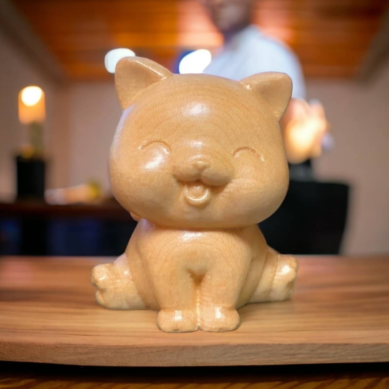 可愛小貓 實木雕刻 貓咪公仔 貓咪模型 貓咪玩具 寵物玩具 貓咪擺件 貓咪用品
