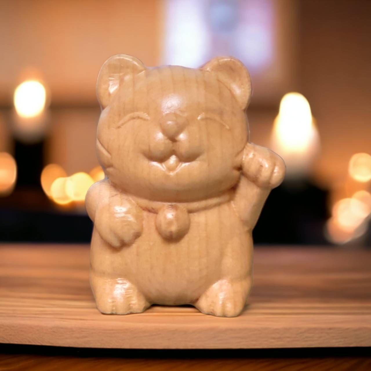 招財貓 實木雕刻 招財貓擺件 招財貓擺飾 禮品 禮物 可愛木雕 貓 招財貓公仔 招財景品