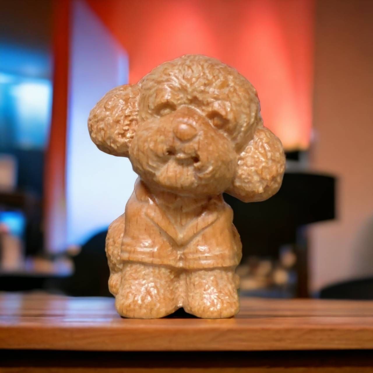 貴賓狗 實木雕刻 可愛木雕 寵物用品 狗狗用品 狗狗公仔 可愛公仔 寵物雕像 寵物公仔 木雕擺件 貴賓狗擺件