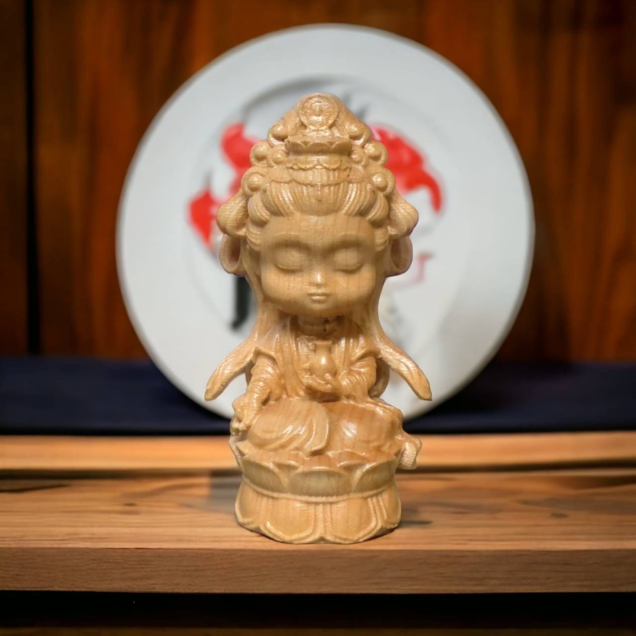 Q版萌觀音 實木雕刻 模型神像 觀音神尊 觀音菩薩 廟會模型神尊 陣頭用品 觀音木雕 模型神尊 觀音公仔 神明公仔