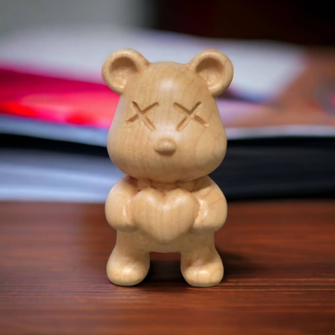 愛心暴力熊 實木雕刻 暴力熊公仔 暴力熊模型 暴力熊擺件 暴力熊景品 暴力熊玩具 暴力熊木雕 暴力熊擺飾