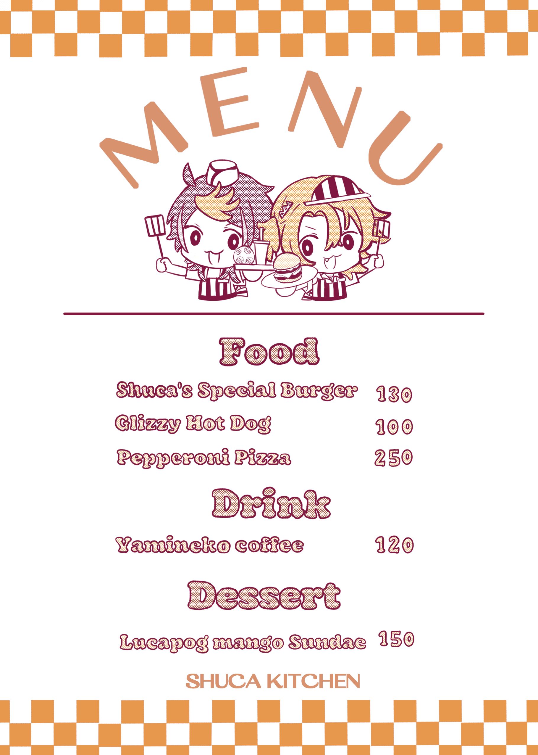 Shuca速食店菜單