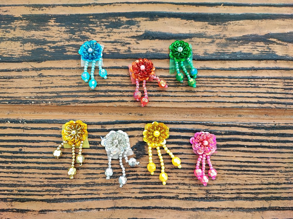 亮片花 舞蹈頭飾片花（M001） 演出服裝 手工珠片花 阿美族 DIY配件 亮片花朵