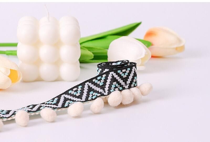 民族風 圖騰織帶 彩色毛球織帶 絨球流蘇 1尺25元 帽子裝飾帶 原民風絨球織帶