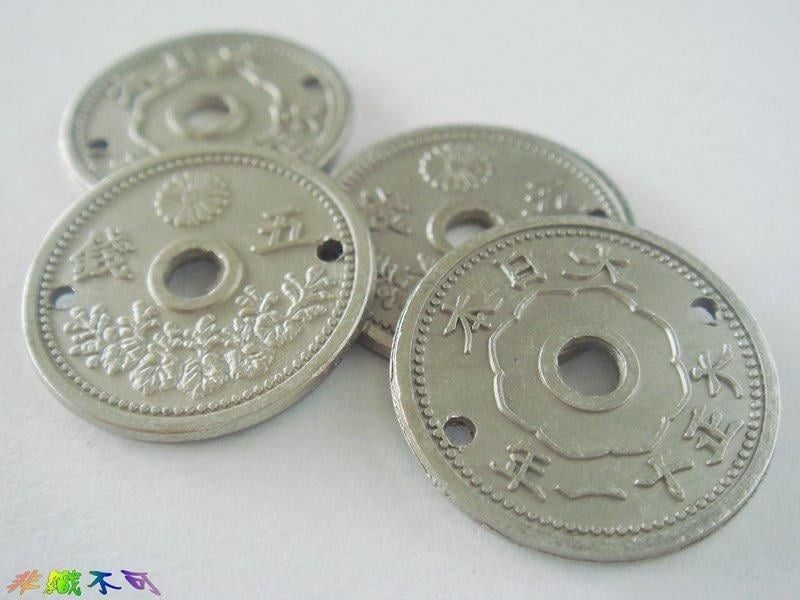 串珠配件 古銀色 日本10錢硬幣 圓片吊飾 掛飾