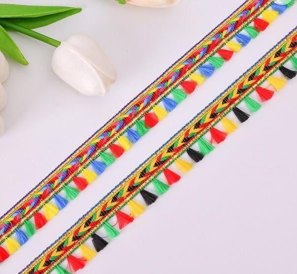 流蘇花邊 緞帶流蘇 彩色花邊 頭飾 民族風頭飾 圖騰緞帶