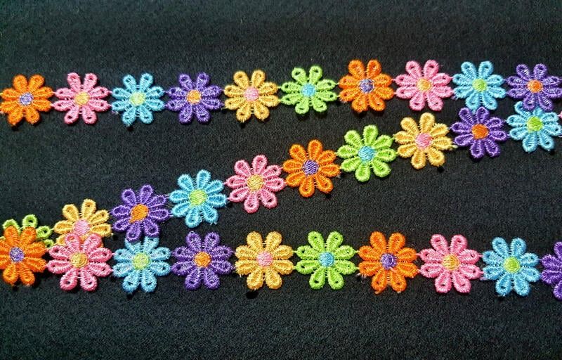 刺繡花邊 八瓣花朵 彩色花邊 水溶花邊 頭飾貼花