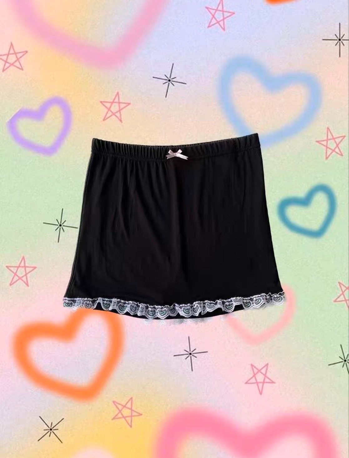 Porkynini ballet core 蝴蝶結雷絲短裙 自帶安全褲