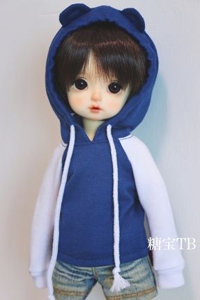 【6分】糖寶製 熊耳拼接連帽T