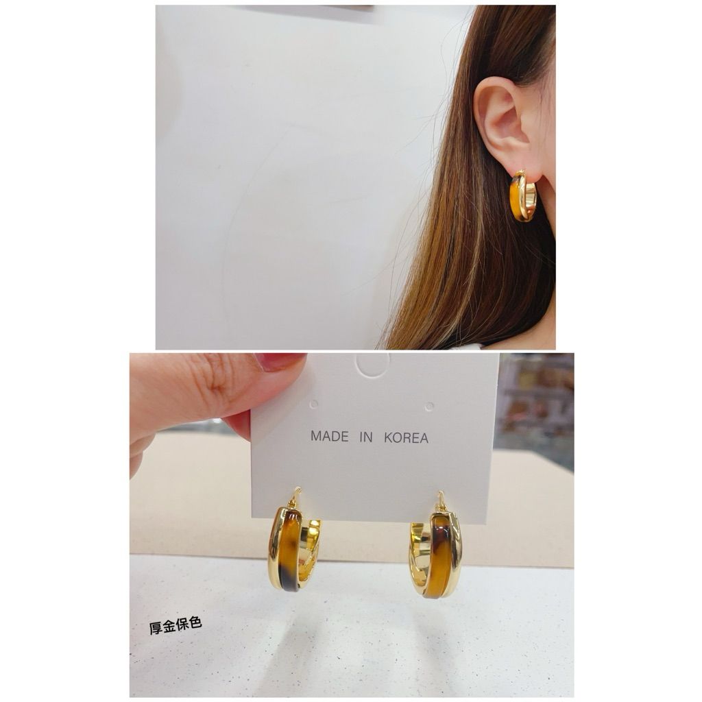 C0134 [韓國製］保色豹紋厚金小圈款