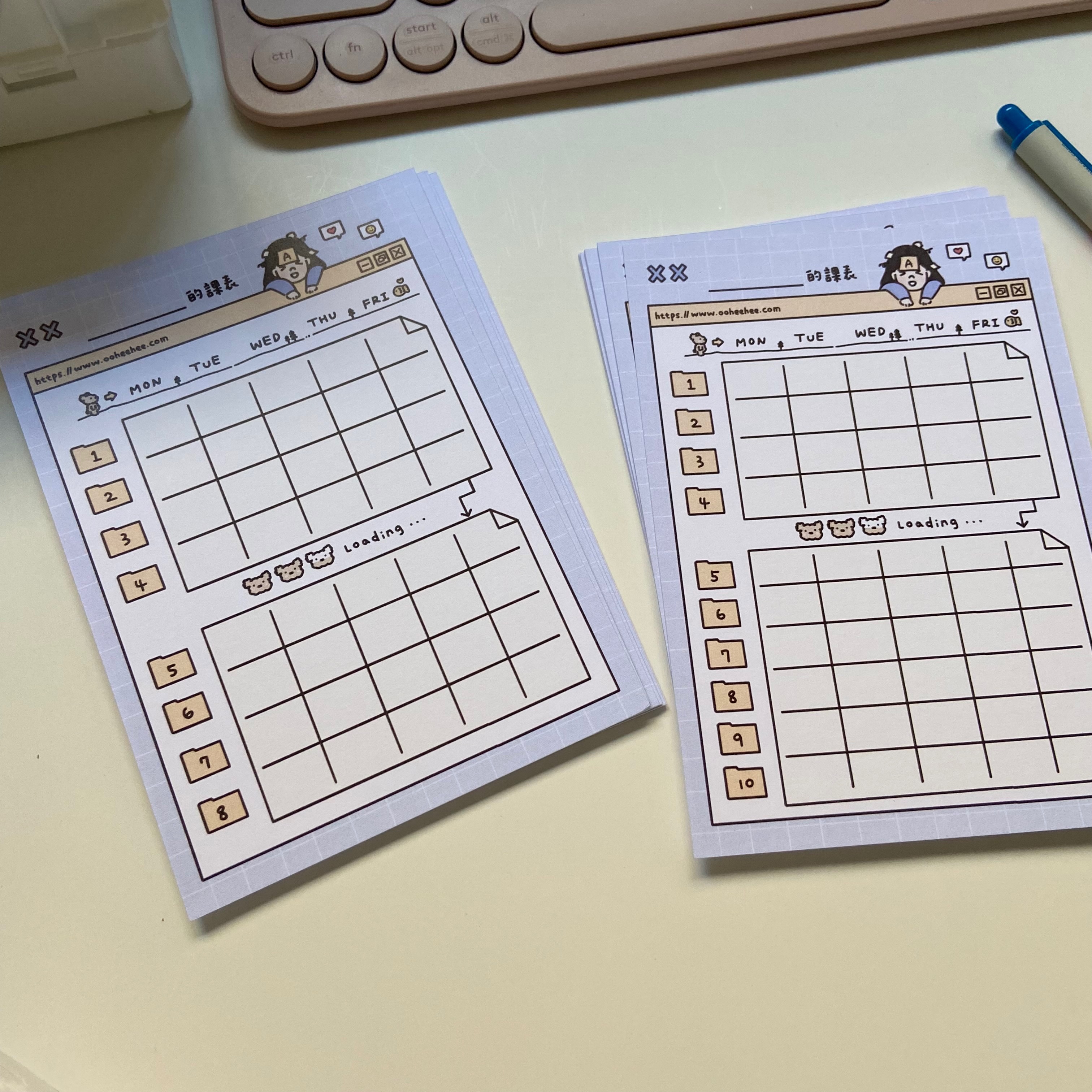 開學啦～💛包你可愛加分！課表（8節、10節）｜heehee’s