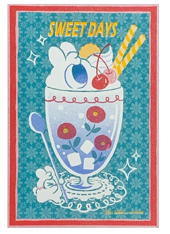 單眼小兔冰淇淋蘇打 明信片