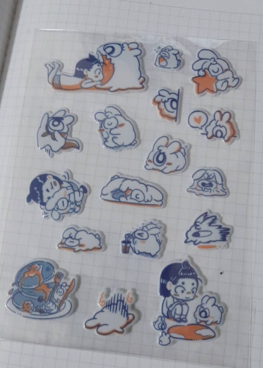 妹妹與小白立體泡泡貼紙