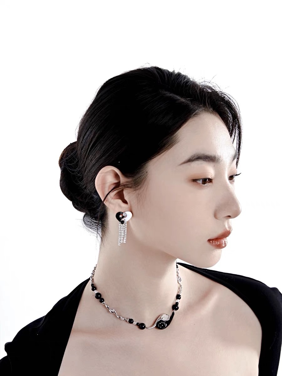 New🐚 Planktont 黑白太極朋克項鍊/耳環