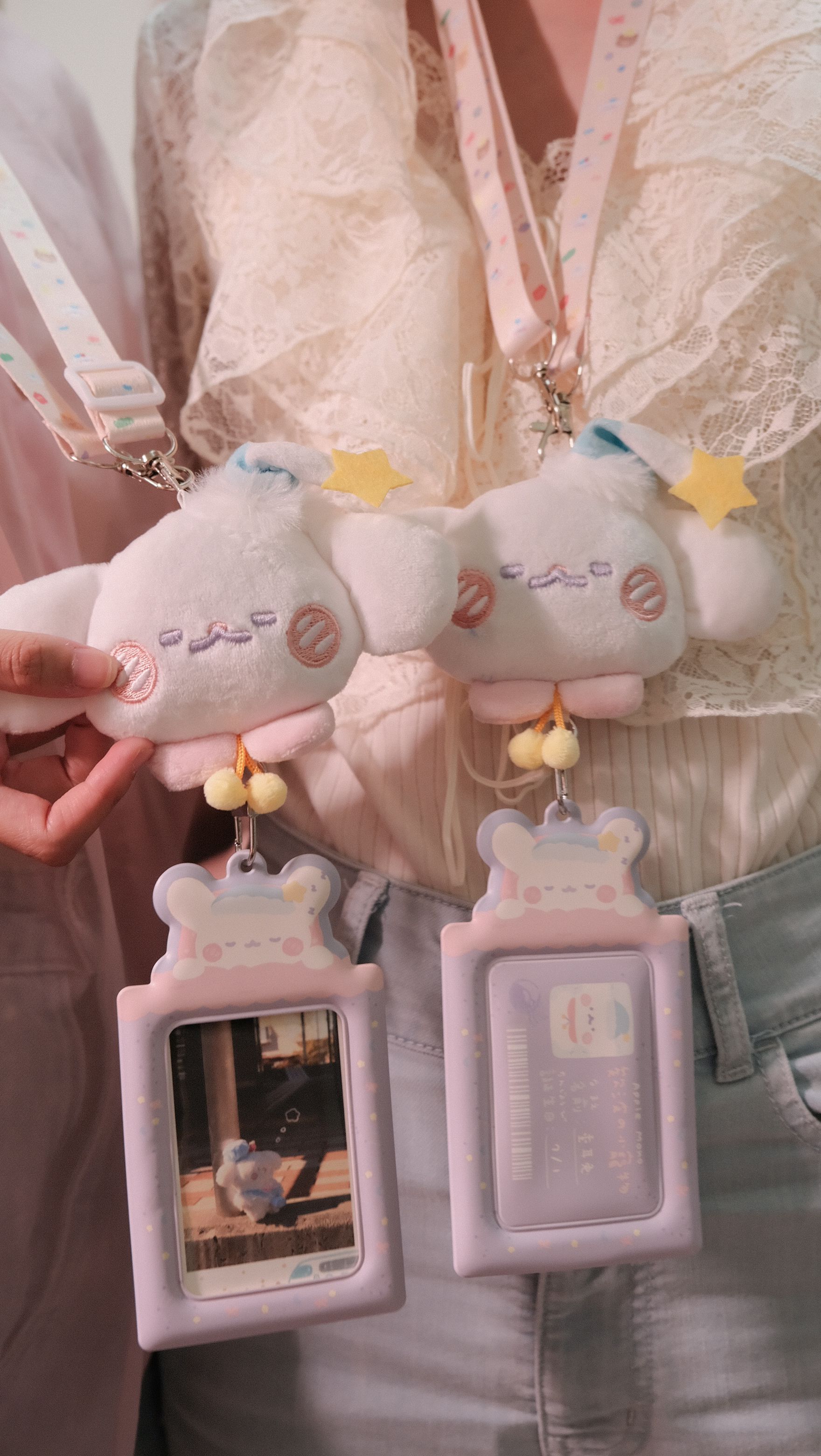 睡帽垂耳兔手機掛繩卡套三件組