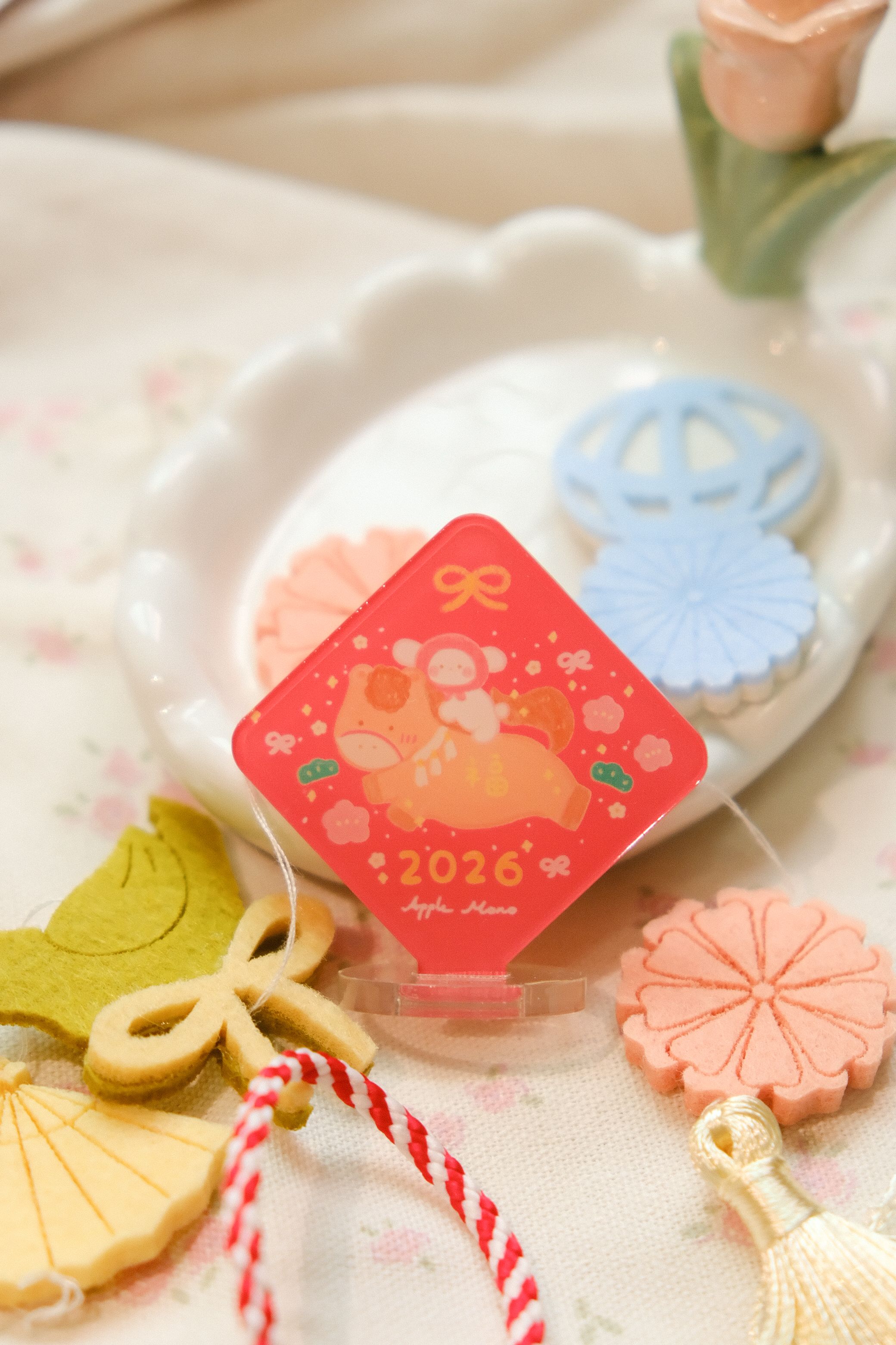 迷你垂耳兔與小馬春聯小立牌♡