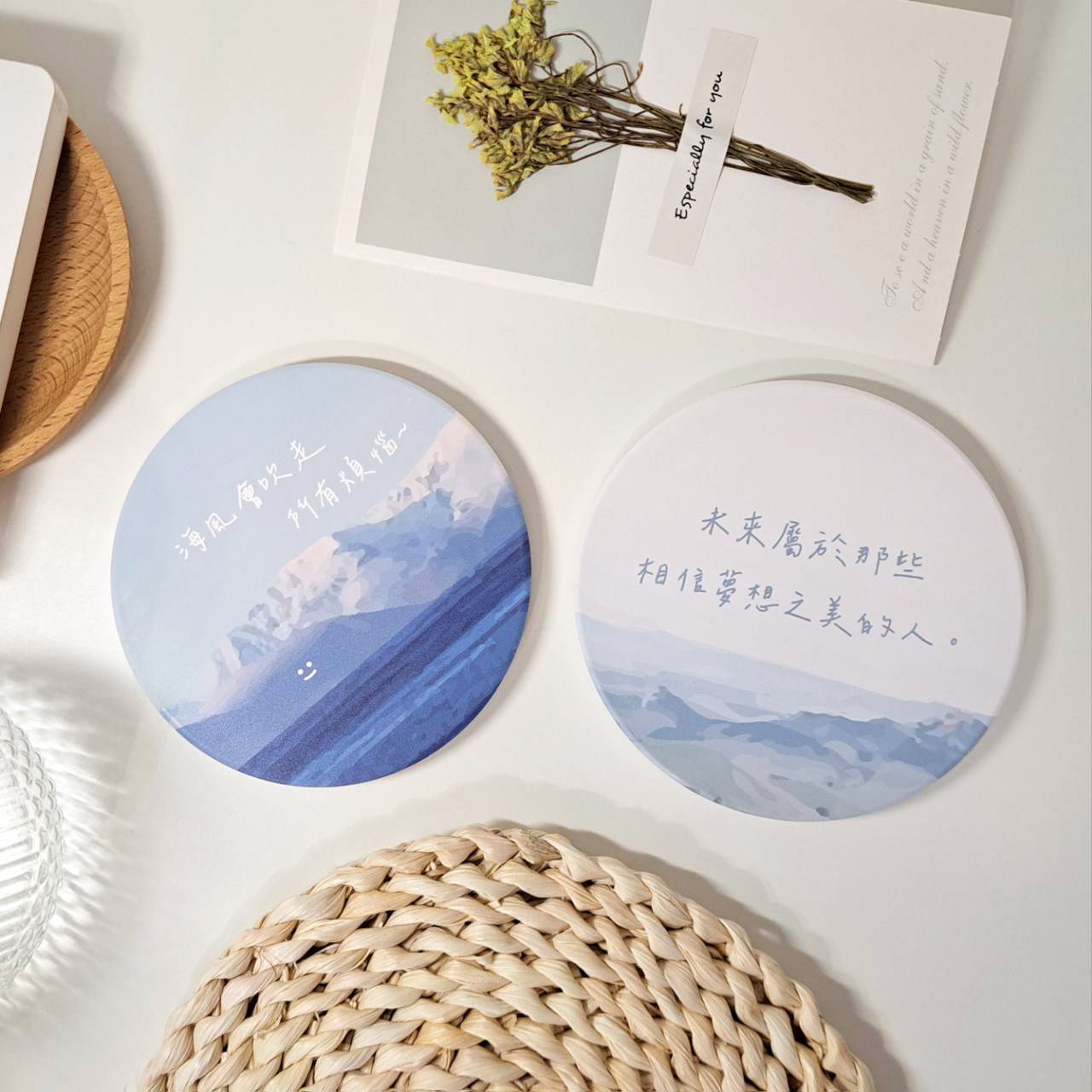 【手寫風景文青款杯墊】鶯歌陶瓷吸水杯墊