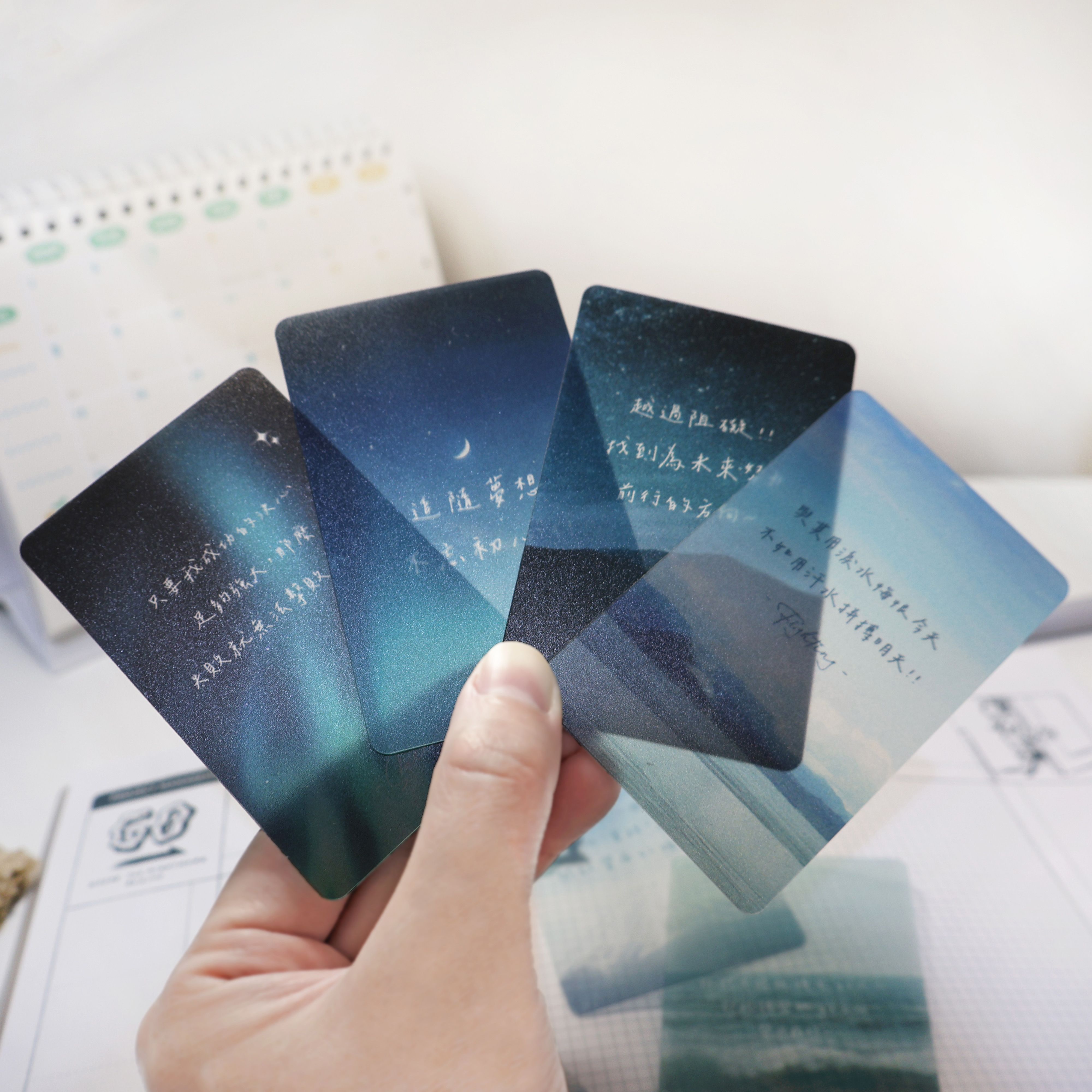 【手寫勵志書籤】2入霧透卡+小卡片 正能量半透書籤 風景 文創文具 小卡 畢業禮物 生日卡片