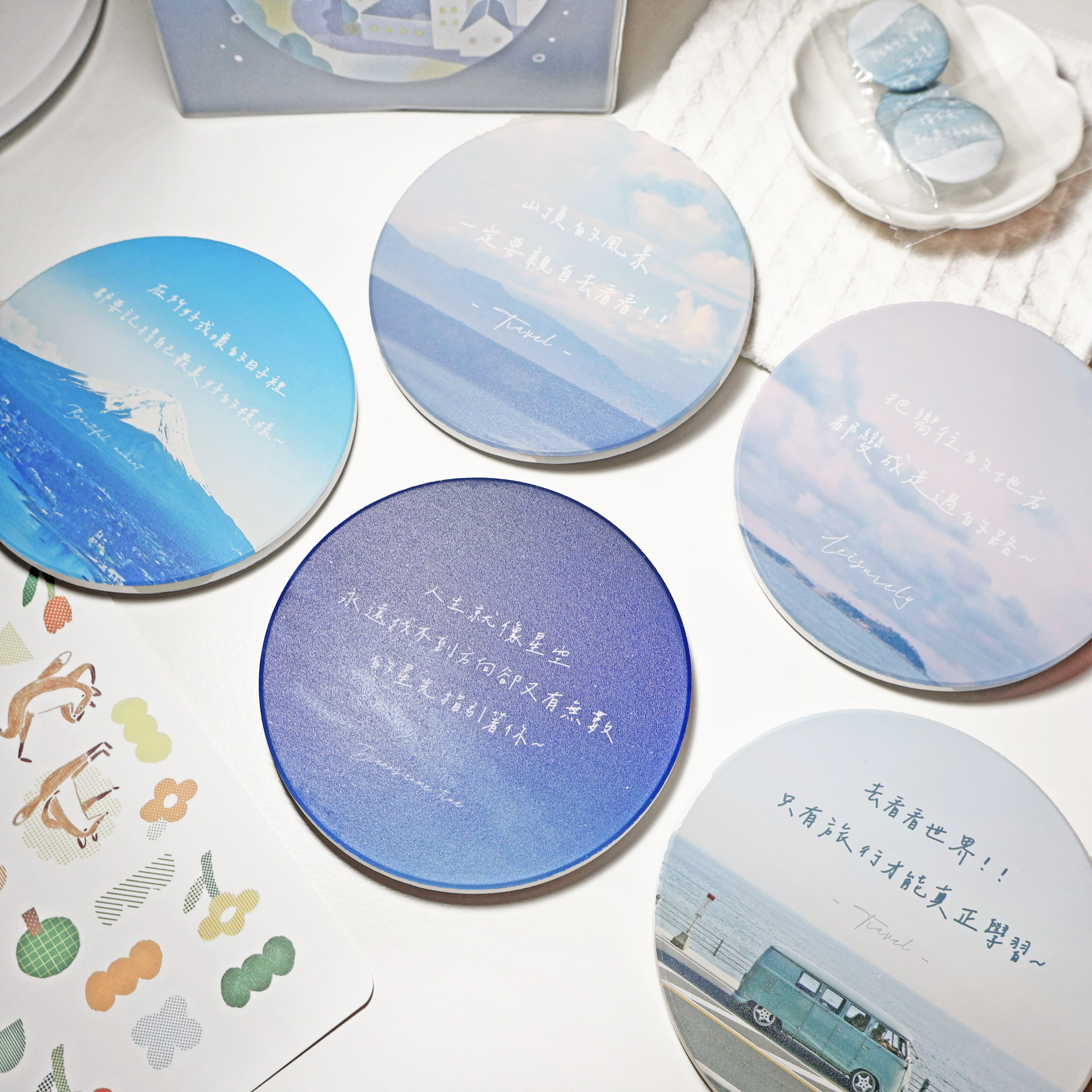 NEW ! !【手寫風景杯墊】鶯歌陶瓷吸水杯墊