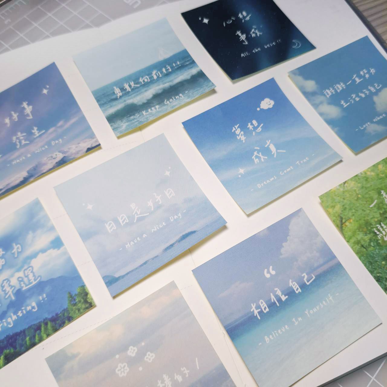 【風景勵志貼紙8入組】勵志語錄 生日貼紙 手帳貼紙 封口貼 霧面 包裝貼