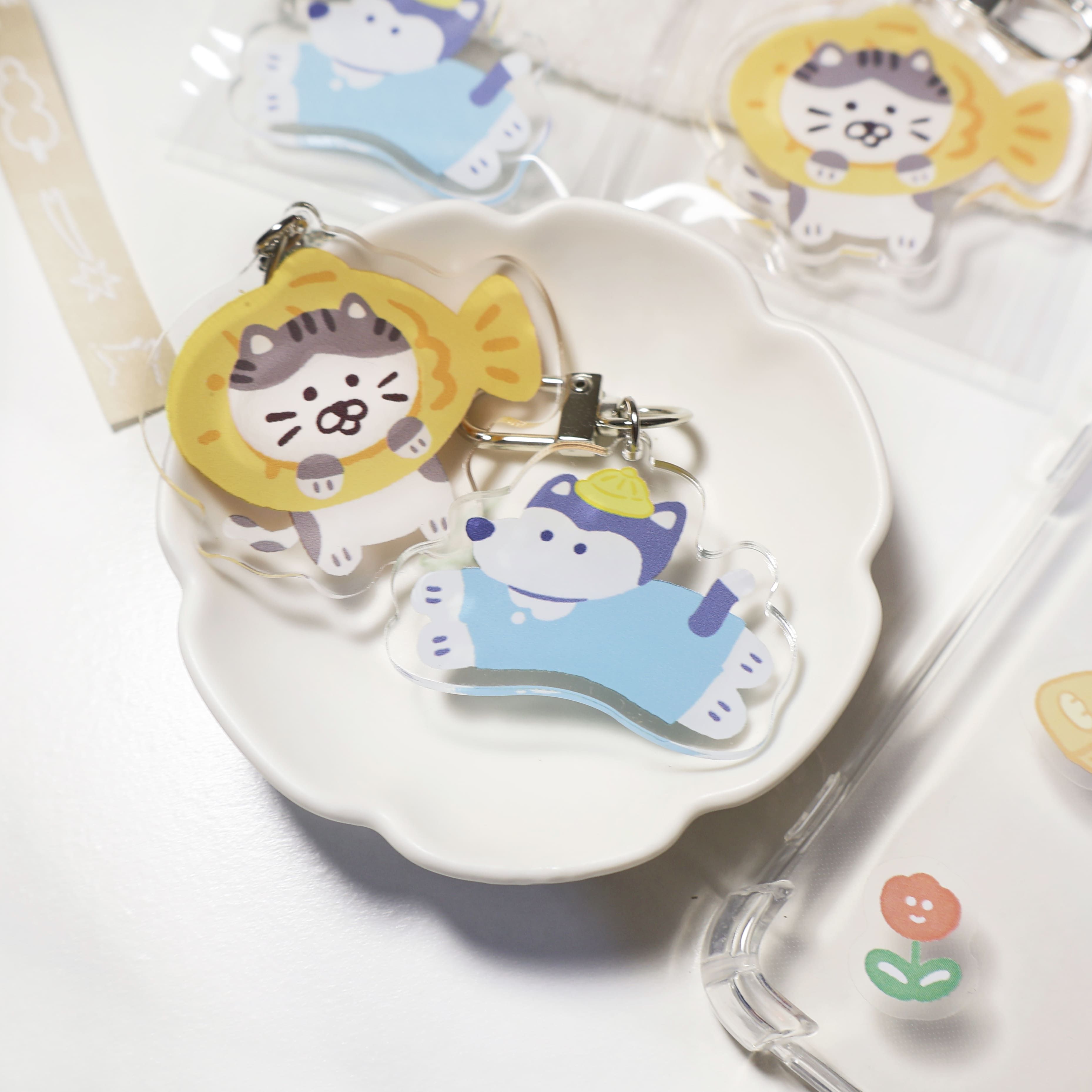 【可愛壓克力鑰匙圈】 吊飾 雙面印刷 文青禮物 學生 幼稚園 禮物 耳機套配件
